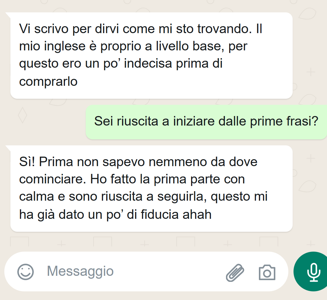 Conversazione con Francesca sull'inizio del percorso dalle prime frasi