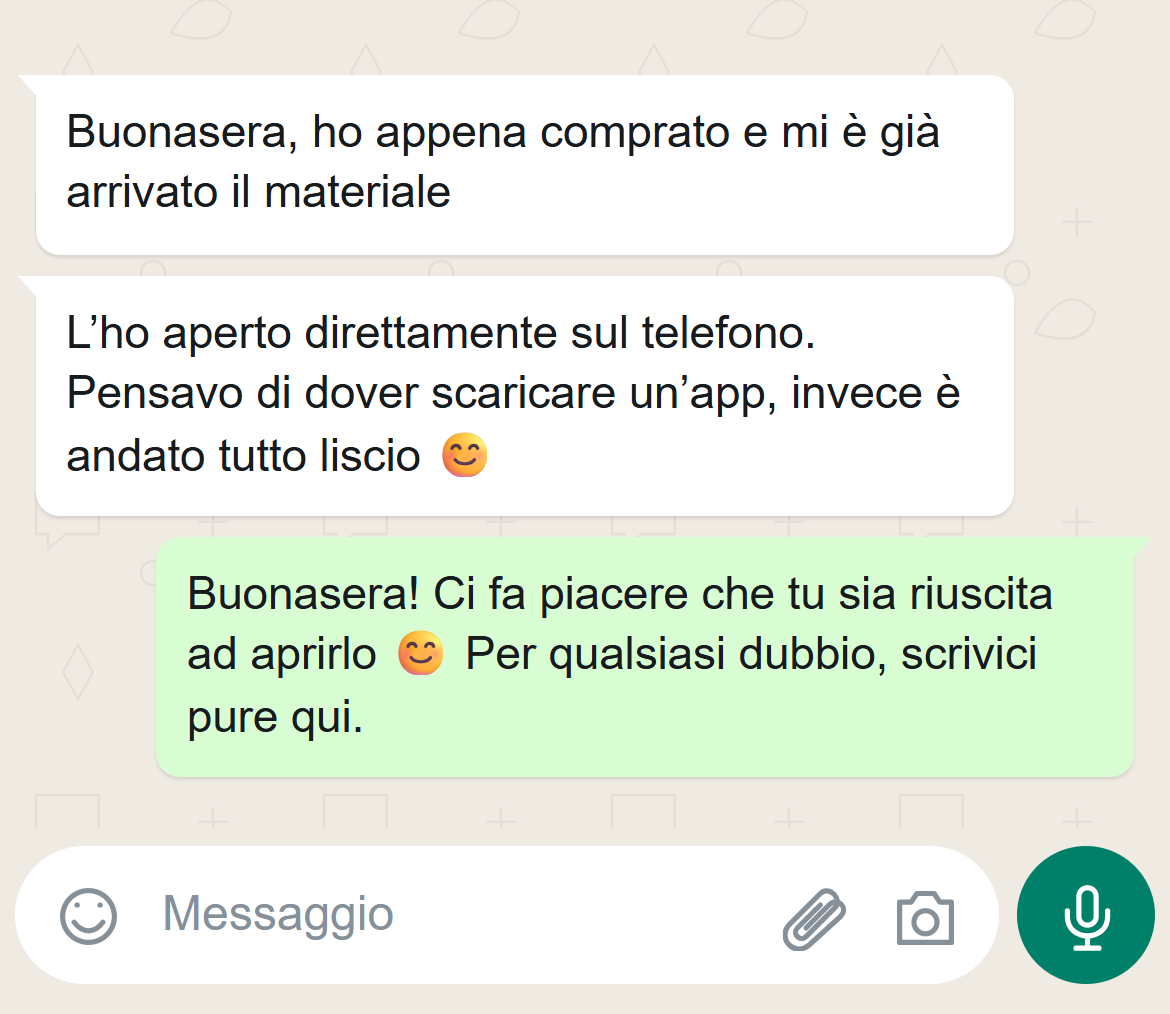 Conversazione con Chiara sull'accesso immediato al materiale dal telefono