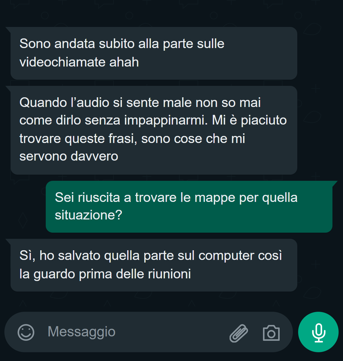 Conversazione con Valentina sulle frasi utili nelle videochiamate